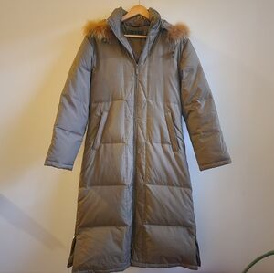 SOLD Vintage Roccobarocco Italian Made Down Jacket Midi Olive With Fur Trim M